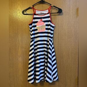 Epic Threads girls navy blue and white striped dress size medium